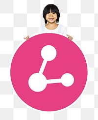 Happy kid png with  share icon, transparent background