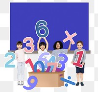 Png kids learning numbers, transparent background