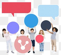 Png  children with  sharing icon, transparent background