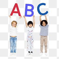 Png  diverse kids ABC, transparent background