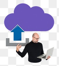 Cloud upload png element, transparent background