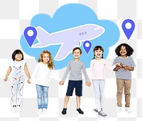 Diverse kids png with dreams to explore the world, transparent background