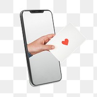 Love letter png, mobile phone, digital design, transparent background