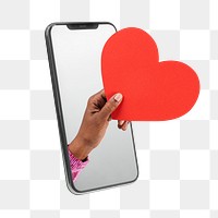 Love png, mobile phone, digital design, transparent background