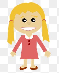 PNG Cute girl clipart, transparent background. Free public domain CC0 image.