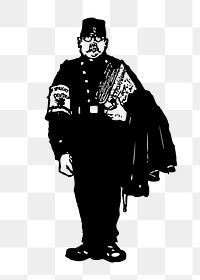 Vintage policeman png illustration, transparent background. Free public domain CC0 image.