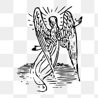 Female angel from behind png illustration, transparent background. Free public domain CC0 image.