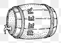 Beer barrel png illustration, transparent background. Free public domain CC0 image.