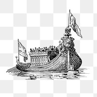 Viking ship png illustration, transparent background. Free public domain CC0 image.