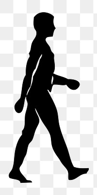Silhouette walking man  png illustration, transparent background. Free public domain CC0 image.