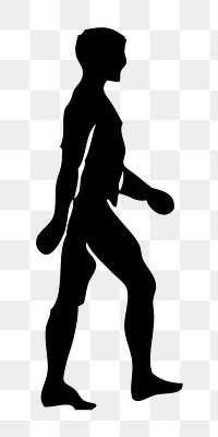 Silhouette walking man  png illustration, transparent background. Free public domain CC0 image.