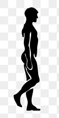 Silhouette walking man  png illustration, transparent background. Free public domain CC0 image.