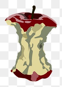 Eaten apple png illustration, transparent background. Free public domain CC0 image.