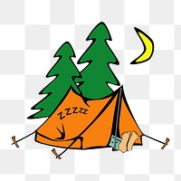 Man sleeping in tent png illustration, transparent background. Free public domain CC0 image.