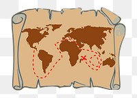 Plane route over world map png illustration, transparent background. Free public domain CC0 image.