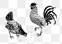 Rooster and hen png illustration, transparent background. Free public domain CC0 image.