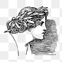 Vintage lady portrait png illustration, transparent background. Free public domain CC0 image.