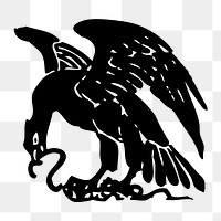 Eagle eating snake png illustration, transparent background. Free public domain CC0 image.