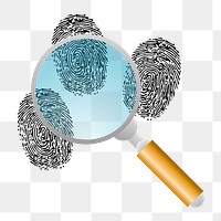 Magnifying glass and finger prints png illustration, transparent background. Free public domain CC0 image.