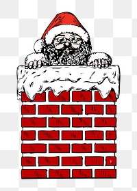 Santa Claus in Chimney png illustration, transparent background. Free public domain CC0 image.