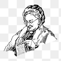 Grandma knitting png illustration, transparent background. Free public domain CC0 image.