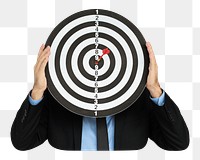 Png business goals dartboard, isolated collage element, transparent background