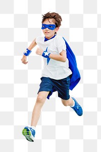 Superhero png boy playing, transparent background