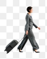 Traveling professional png businesswoman, transparent background