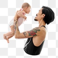 Dad holding baby png, transparent background