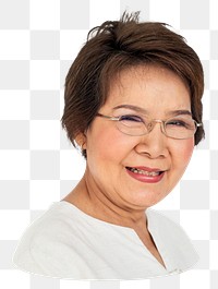 Senior woman png element, transparent background