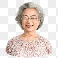 Senior woman png element, transparent background