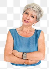 Senior woman png element, transparent background