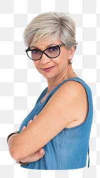 Senior woman png element, transparent background