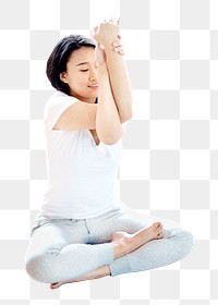 Asian woman png exercising, transparent background