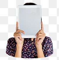 Woman holding placard png element, transparent background