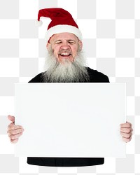 Man holding blank sign png element, transparent background