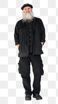 Png Senior adult man, casual pose, transparent background