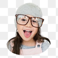 Girl png with eyeglasses, transparent background