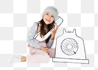 Telephone girl png, transparent background