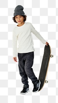 Skateboard boy png, transparent background