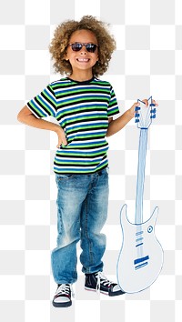 Guitar boy png, transparent background