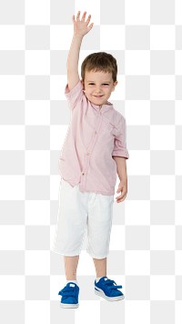 Raising hand png kid, transparent background