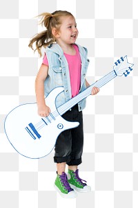 Guitar girl png, transparent background