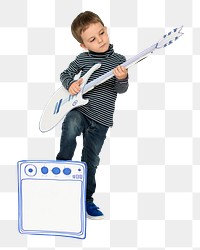 Papercraft Guitar png, transparent background