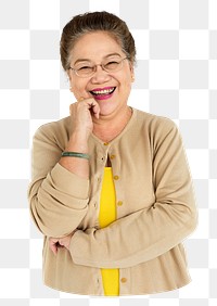 Senior woman png element, transparent background