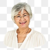 Senior woman png element, transparent background