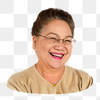 Senior woman png element, transparent background