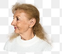 Senior woman png element, transparent background