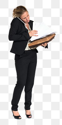 Busy business woman png, transparent background
