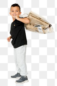 Boy with bag png, transparent background